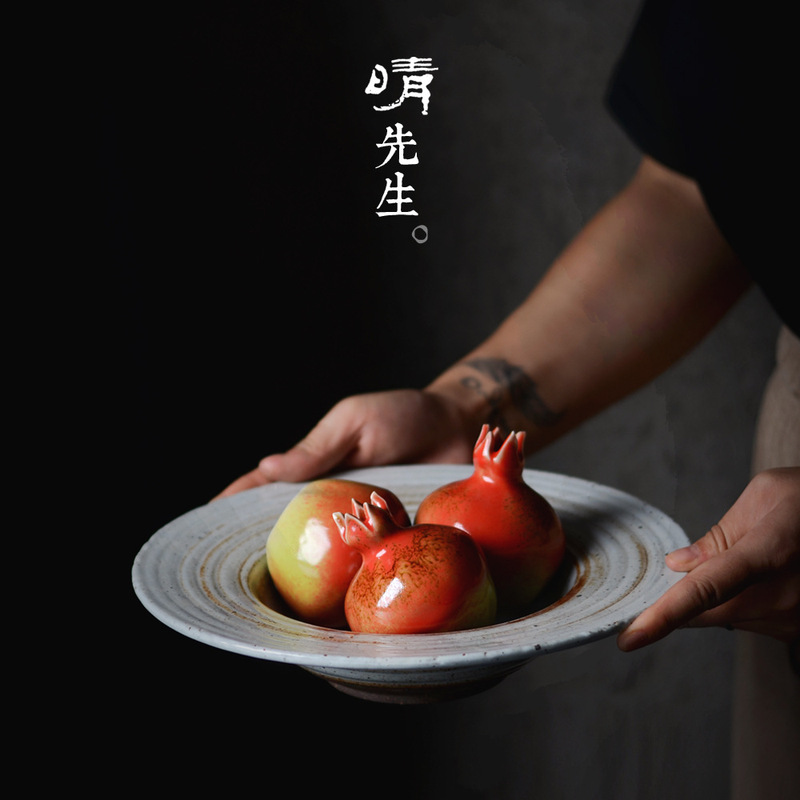 Jingdezhen Handmade Japanese-Style Coarse Pottery Ceramic Frosted Straw Hat Plate Pasta Plate Western Food Plate Soup Plate Tableware