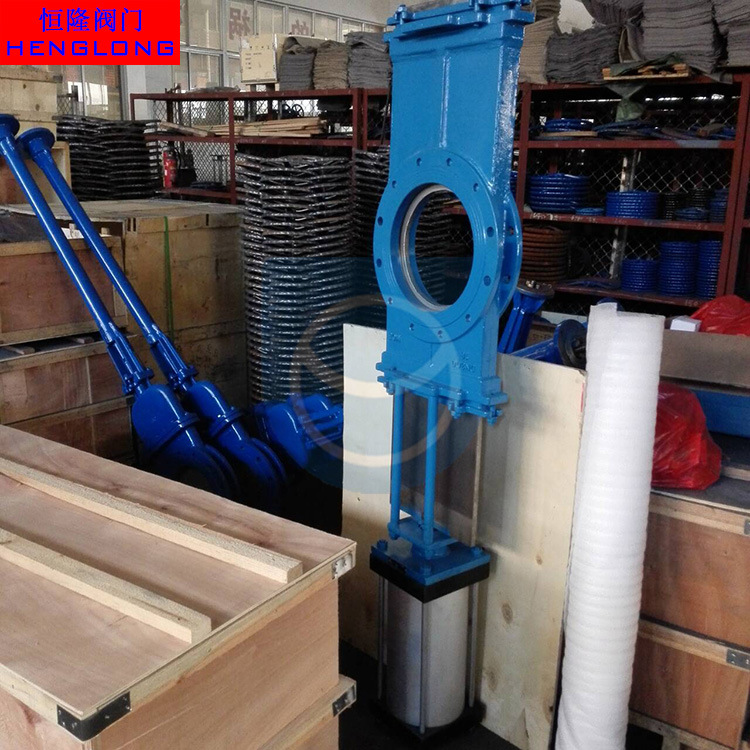 厂家直销 SCZ673穿透式气动铸钢法兰插板阀 铸钢  DN150 刀型闸阀