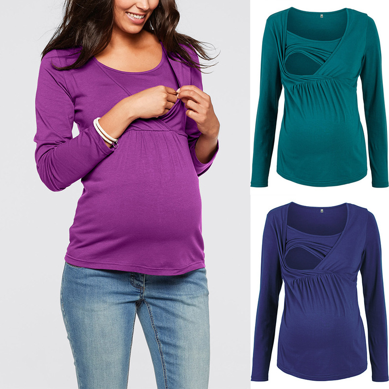 European and American Pregnant Women's Nursing Wear Wish Anti-Lights Care Long Sleeve Top Moon T-Shirt Pajamas Fashionable and Comfortable