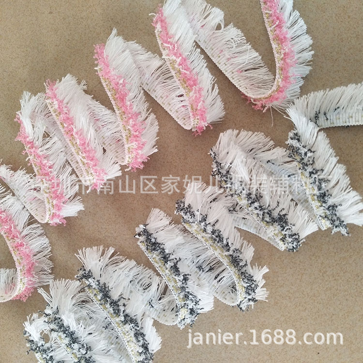 江苏南通家纺辅料床上用品流苏花边抱忱坐垫排须织带源头工厂直供