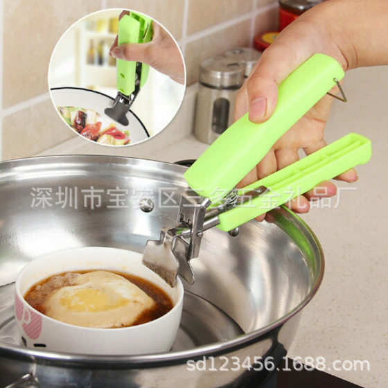 Green stainless steel anti-scald bowl holder kitchen gadget bowl holder stainless steel plate holder plate holder