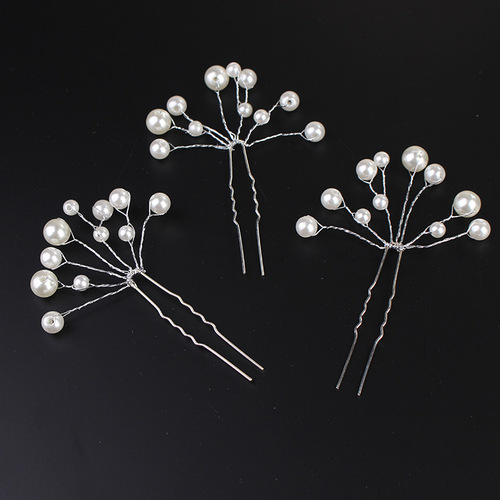 Korean U-shaped pearl hair fork, bridal headdress, white wedding jewelry, hairpin, wedding dress accessories, styling hairpin, hairpin