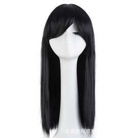 Cosplay动漫假发 樱粉色直发斜刘海50CM中长直发wig 时尚女发套