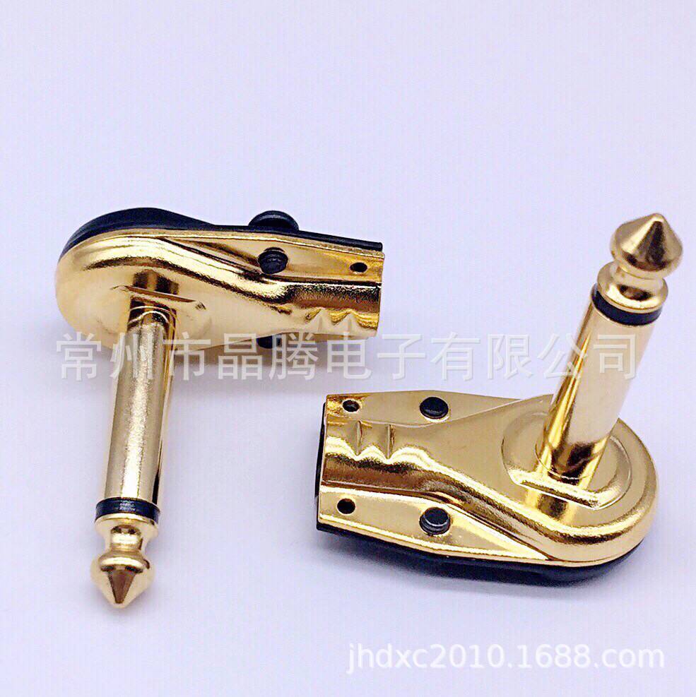 L型 6.3二芯音频插头 90度大两芯麦克风话筒插头 6.3单声道弯插