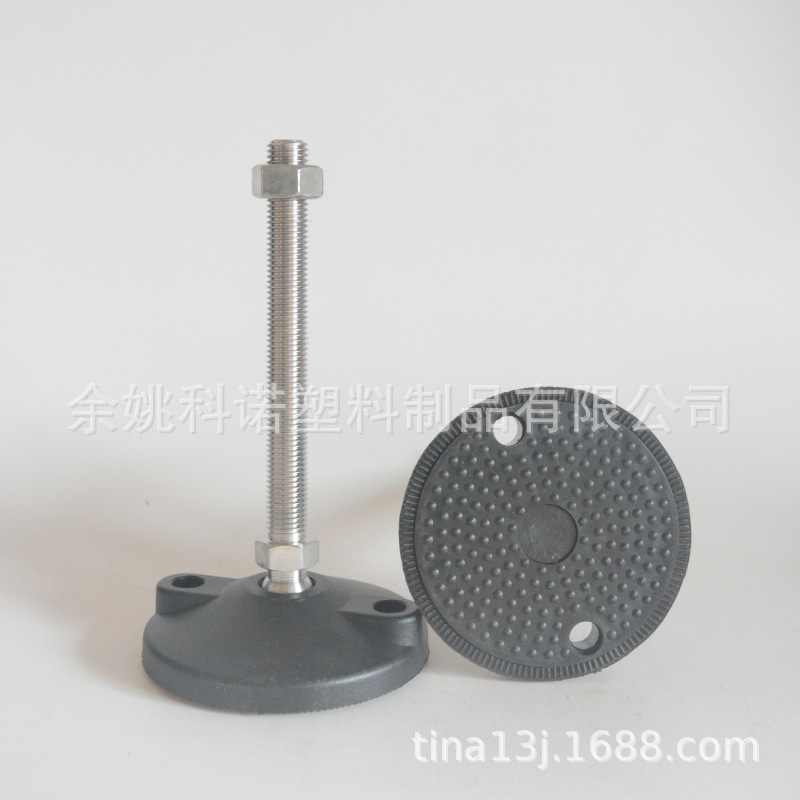 供应M20万向调节脚杯 304不锈钢尼龙耐磨可调脚 橡胶防滑减震地脚