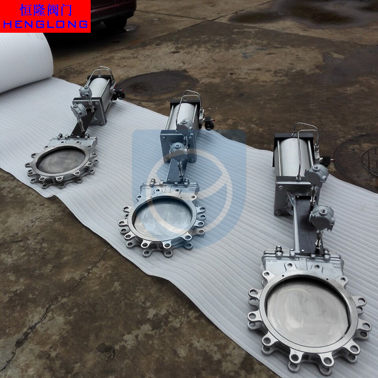 厂家直销 PZ73W不锈钢刀型气动插板阀 梅花法兰硬密封气动插板阀