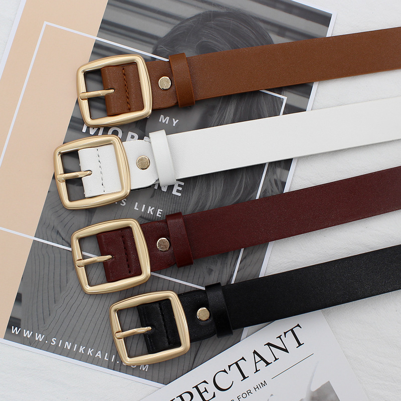 Corea del Sur japonés hebilla retro simple jeans decorativos de las mujeres con elegante estilo BF de moda cinturón ancho entrega de una sola pieza de las mujeres