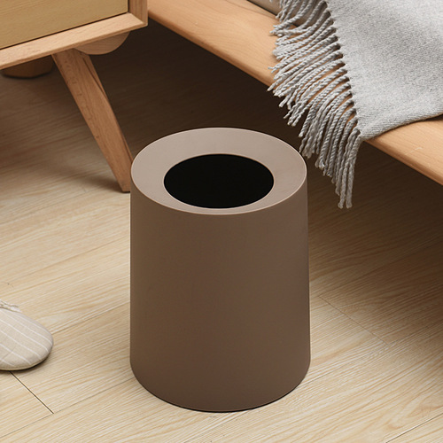 Creative plastic round double-layer lidless trash can, household kitchen trash basket, bathroom office storage bucket