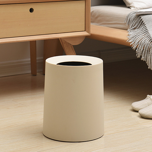 Creative plastic round double-layer lidless trash can, household kitchen trash basket, bathroom office storage bucket