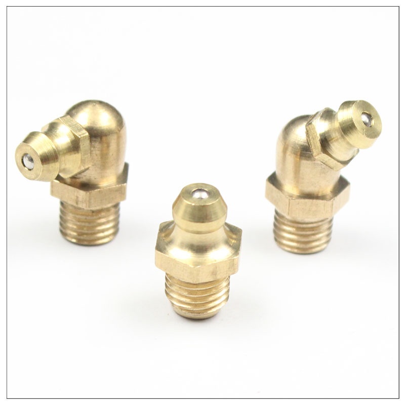 国标全铜黄油嘴直头45度90度油嘴油枪咀加油润滑设备弯接头M4-20