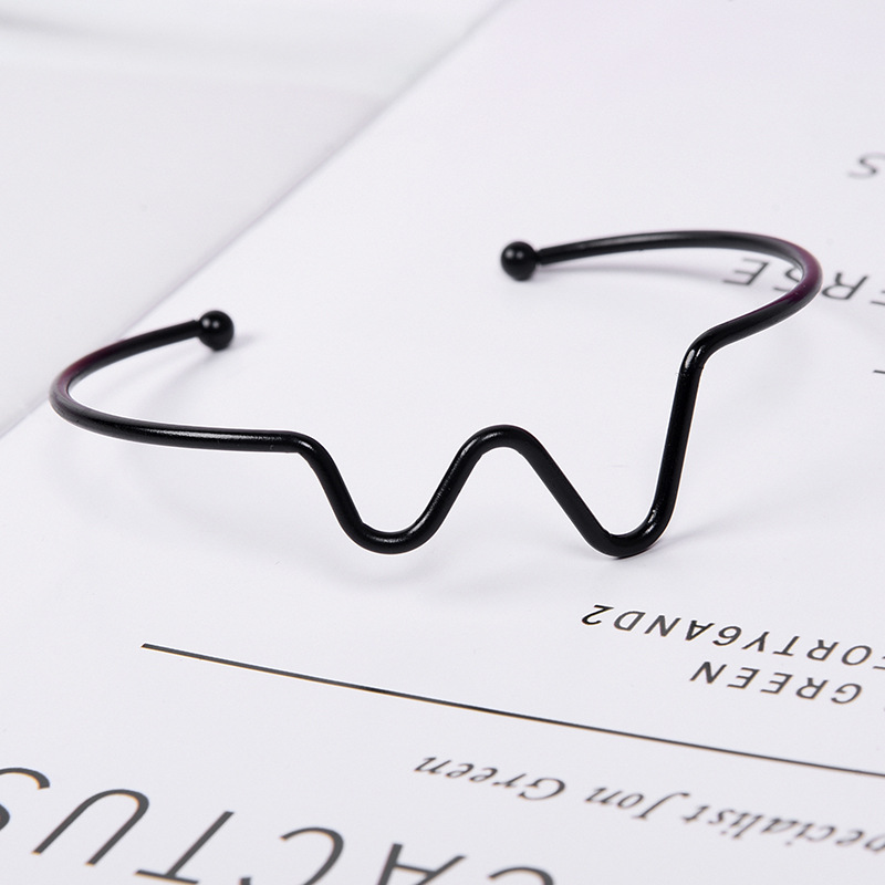 Nueva versión coreana de la pulsera fresca pequeña de la moda femenina, electrocardiograma creativo, pulsera de apertura curva, pulsera simple, pulsera