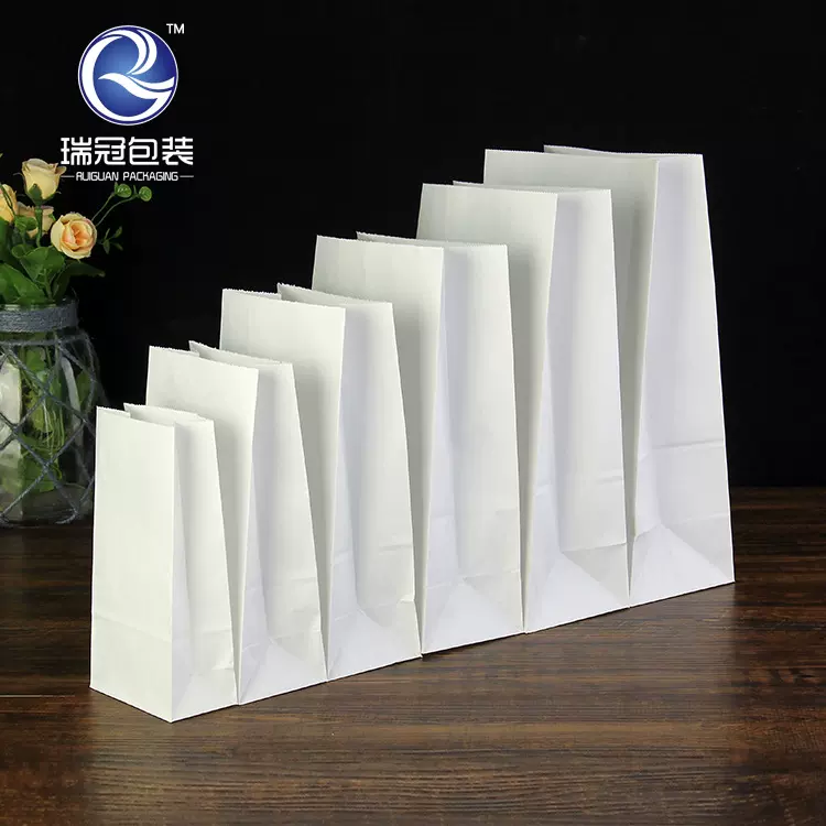 现货牛皮纸袋烘培面包袋方底食品纸袋批发白牛皮纸西点包装袋子厂