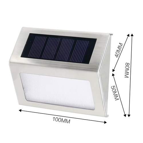 New Solar LED Fence Lamp Wall Lamp Outdoor Stainless Steel Step Stair Lamp Waterproof Courtyard Corridor Lamp