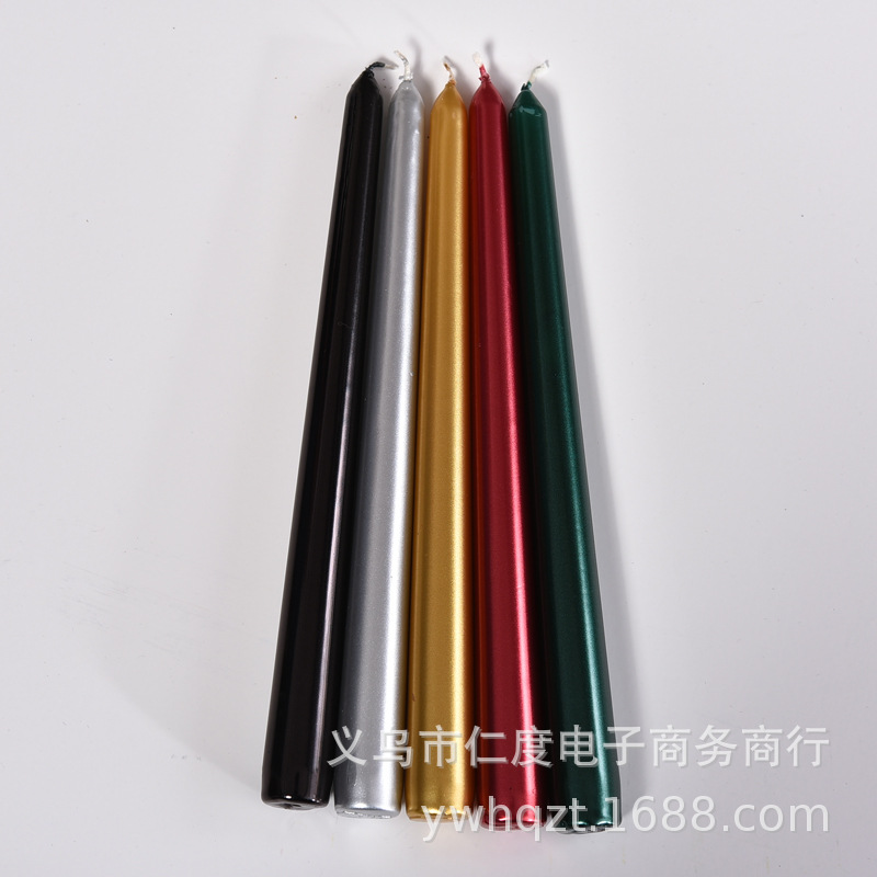 De estilo europeo de vela electrochapada vela de cumpleaños de oro y plata Rojo Negro cónico cera vela de la boda