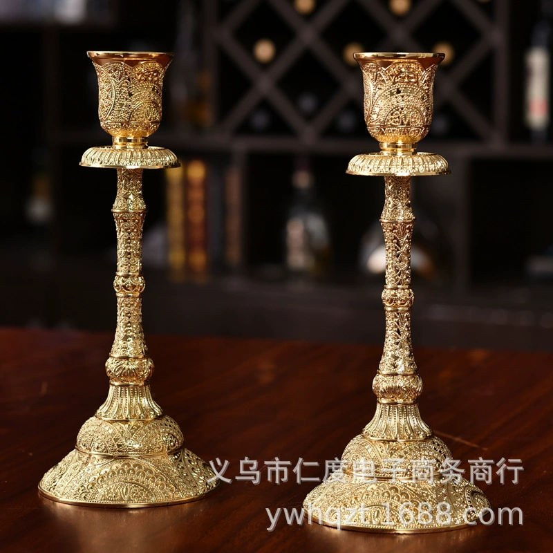 Подсвечник из электропокрытого сплава, рукоделие, свадебный декор для дома, одноствольный подсвечник, винтажный