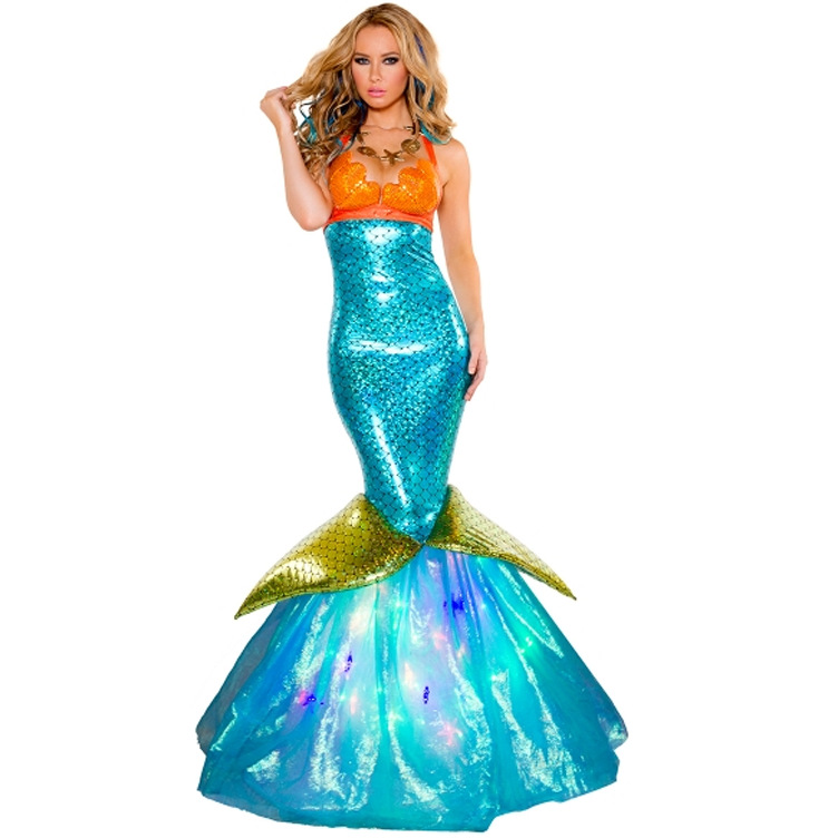 thumbnail image 1 of Disfraces de Halloween 2024 Disfraz de sirena de Halloween europeo y americano, juego de rol, cosplay, uniforme, disfraz de actuación escénica, 1 of 4