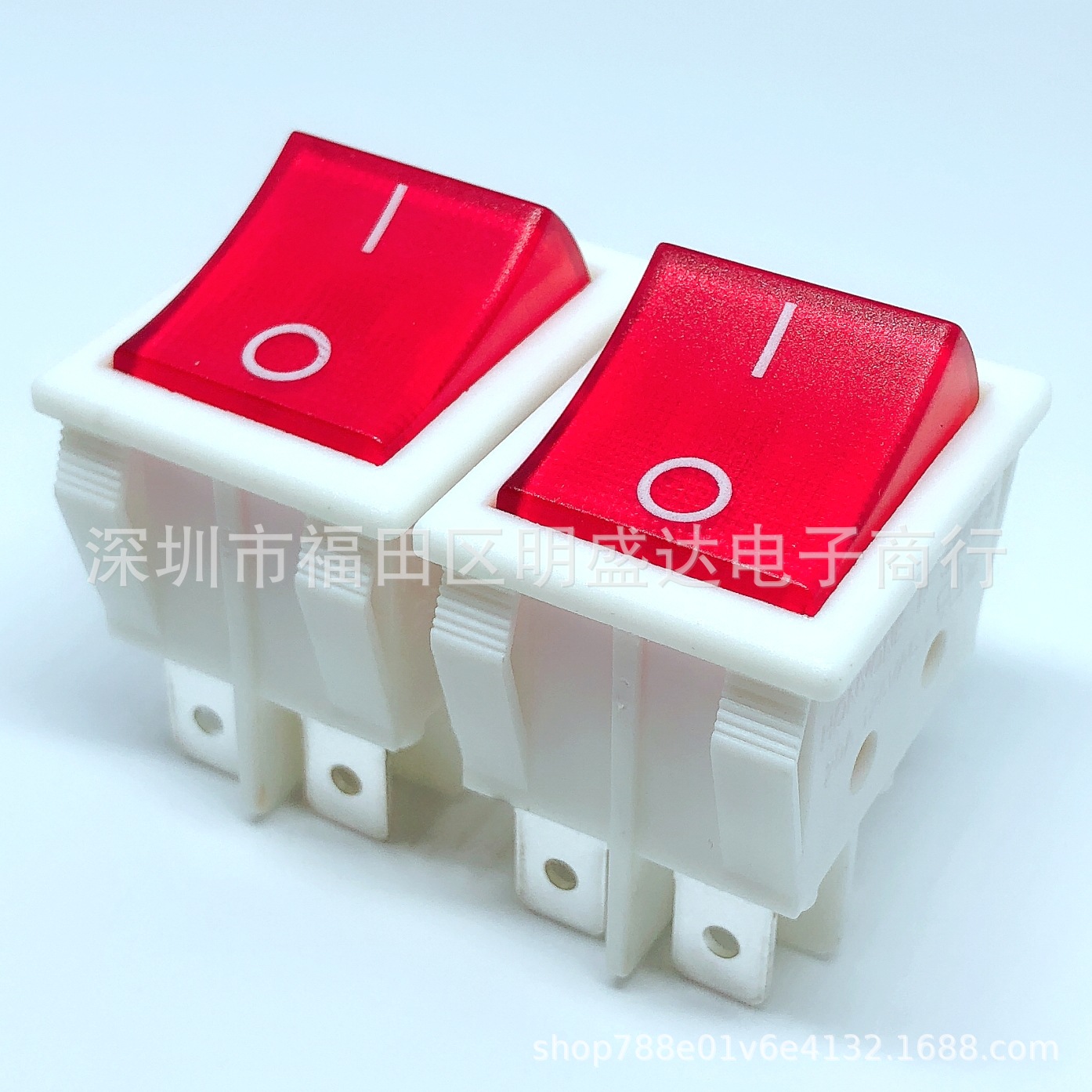 HONYONE进口船形开关R210-C5L-WR白色外壳带灯翘板4脚2档22A