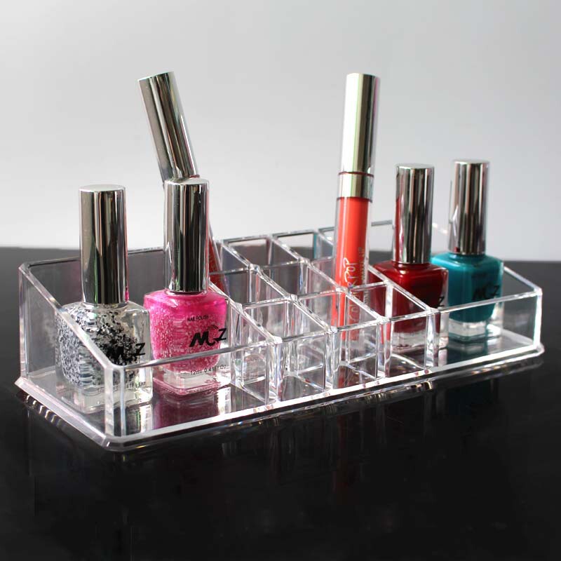 Acrylic transparent makeup box long makeup rack 9 grid lipstick rack combination multifunctional makeup storage box