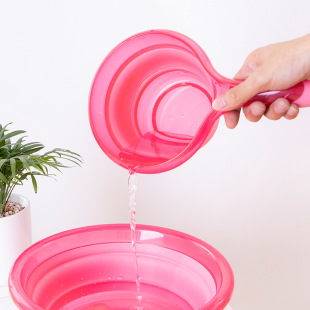 Wholesale household kitchen folding water spoon plastic bath spoon baby silicone shampoo spoon outdoor water ladle shampoo spoon