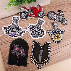 Embroidered patch with computerized stitching, champion trophy series for sportswear, off-road motorcycle clothing patch