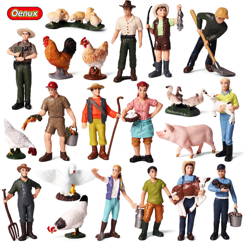 仿真认知农夫模型农场主农妇饲养员牧场主警察工人人仔偶模型摆件
