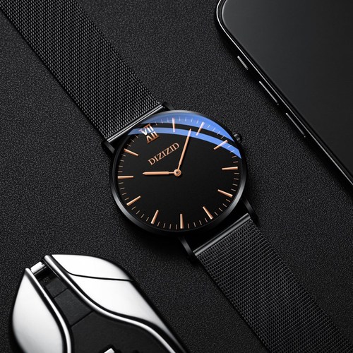 Ditz Watch  New Ultra-Thin Watch Men's Fashion Trend Simple Two-needle Mesh Strap Mechanical Waterproof Quartz Watch