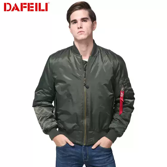 DAFELI Genuine MA-1 American Air Force Pilot Jacket Baseball Coat Cotton Padded Winter Retro Streetwear for Men