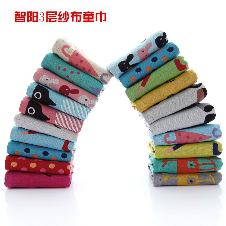 Zhiyang 3-слойное Марлевое детское полотенце, хлопчатобумажная ткань, детское полотенце для детского сада, небольшое полотенце, оптовая продажа с фабрики