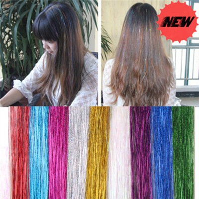 炫彩絲 七彩金蔥絲 金銀絲 彩發鐳射絲閃光彩色接發片100條壹包