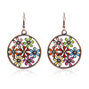 Fashionable metal earrings, accessory, European style, flowered, boho style, wholesale