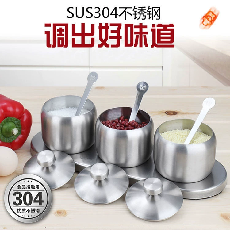 Европейский стиль 304 банка для приправ из нержавеющей стали костюм три вкуса четыре вкуса бутылка для приправ с ложкой коробка для бытовой приправы кухонная утварь