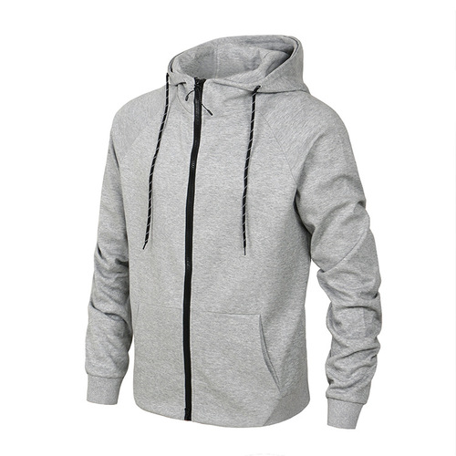 Pure Color Men's Pullover Hooded Zip-up Sweatshirt Autumn Style Owen Zip-up Hooded Sweatshirt