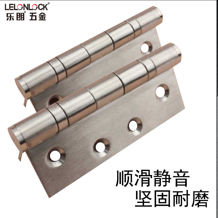Bisagra plana de acero inoxidable 304 de 4 pulgadas, bisagra silenciosa resistente al fuego para puertas plegables de madera maciza con orificios curvos y bisagra reforzada