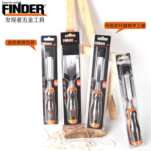 Discoverer TPR Fiber Handle Manual Flat Chisel DIY Carpenter Carving Tool Chrome Vanadium Steel Woodworking Chisel Wholesale