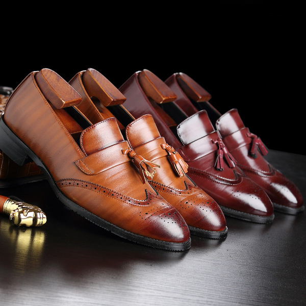 New Men's Leather Shoes Wholesale Men's Leather Shoes Casual Fashion Block Tassel Men's Shoes Large Men's Shoes