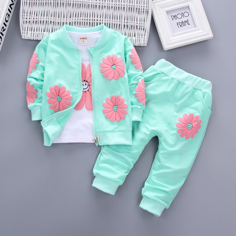 Foreign Trade Spring & Fall Style Baby Girl Kidsren's Three-Piece Spring Clothing Girls New Kidsren's Suit Kidsren's Clothing Spring Clothing Dropshipping