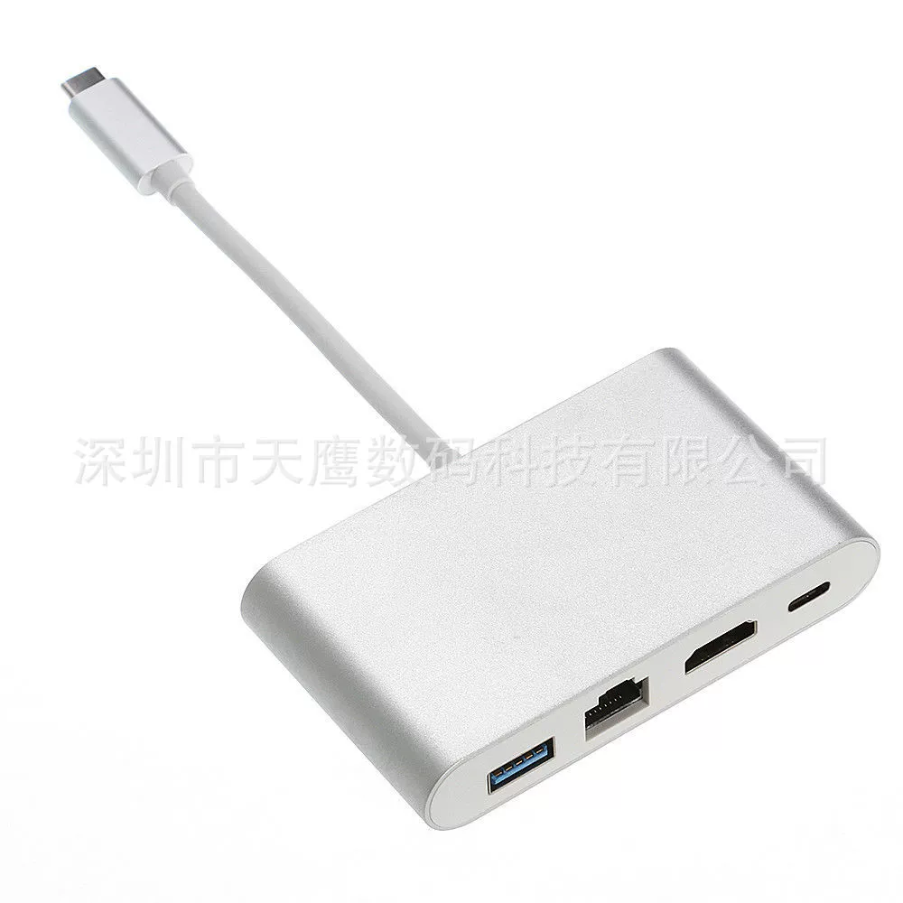 Переходник TYPE-C с HDMI, многомодульный кабель-переходник USB 3.1 в HDMI+RJ45+USB