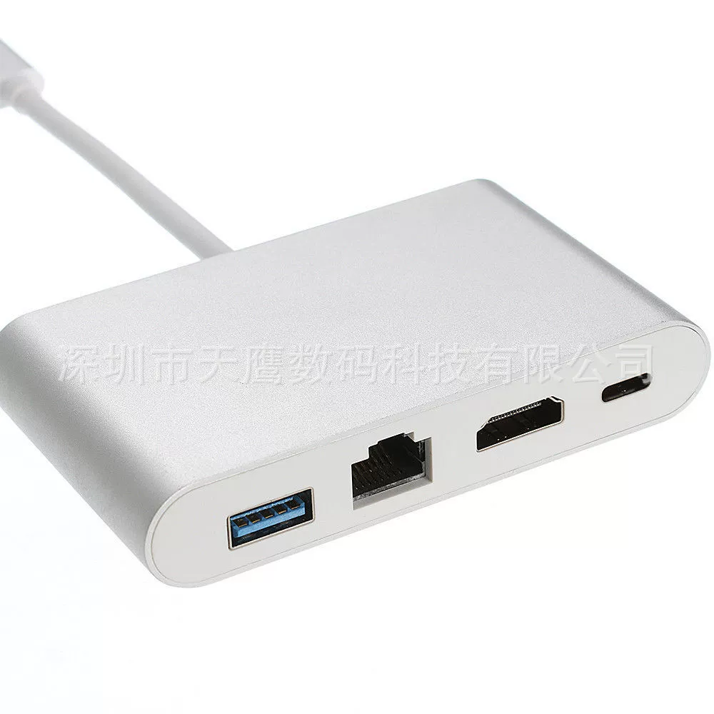 Переходник TYPE-C с HDMI, многомодульный кабель-переходник USB 3.1 в HDMI+RJ45+USB