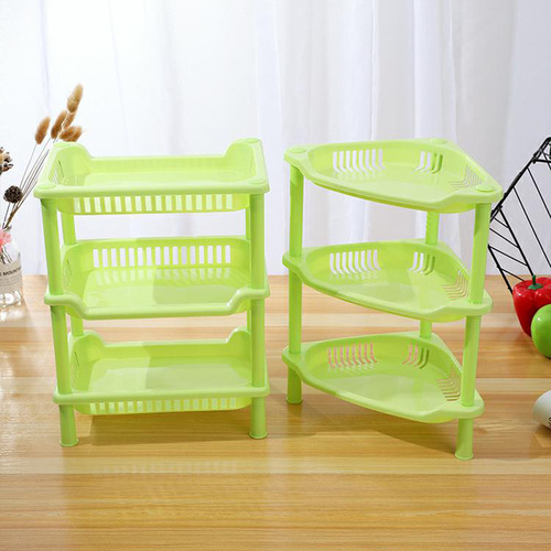 Bathroom three-layer square/triangular shelf Kitchen storage plastic storage rack Floor bathroom storage rack