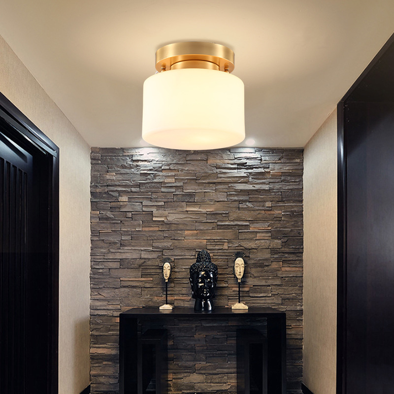 过道灯衣帽间阳台走廊转台全铜小吸顶灯欧式现代简约玄关灯护眼灯