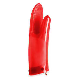 加棉加厚双层食品级硅胶手套微波炉烤箱隔热防滑二指厨房鱼嘴手套