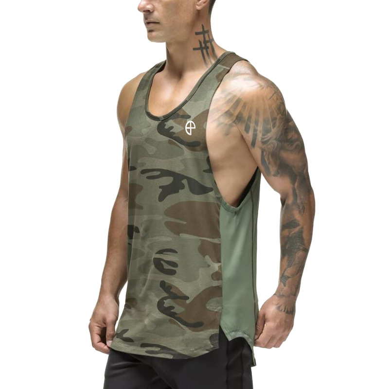 Fitness Territory Army Green Camouflage Vest for Men, New Summer Breathable Fitness Clothing, Men's Sports Vest