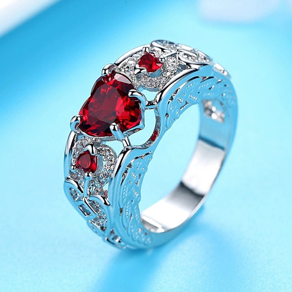Аксессуары, кольцо для принцессы, рубиновое украшение сердце, Aliexpress, новая коллекция, европейский стиль