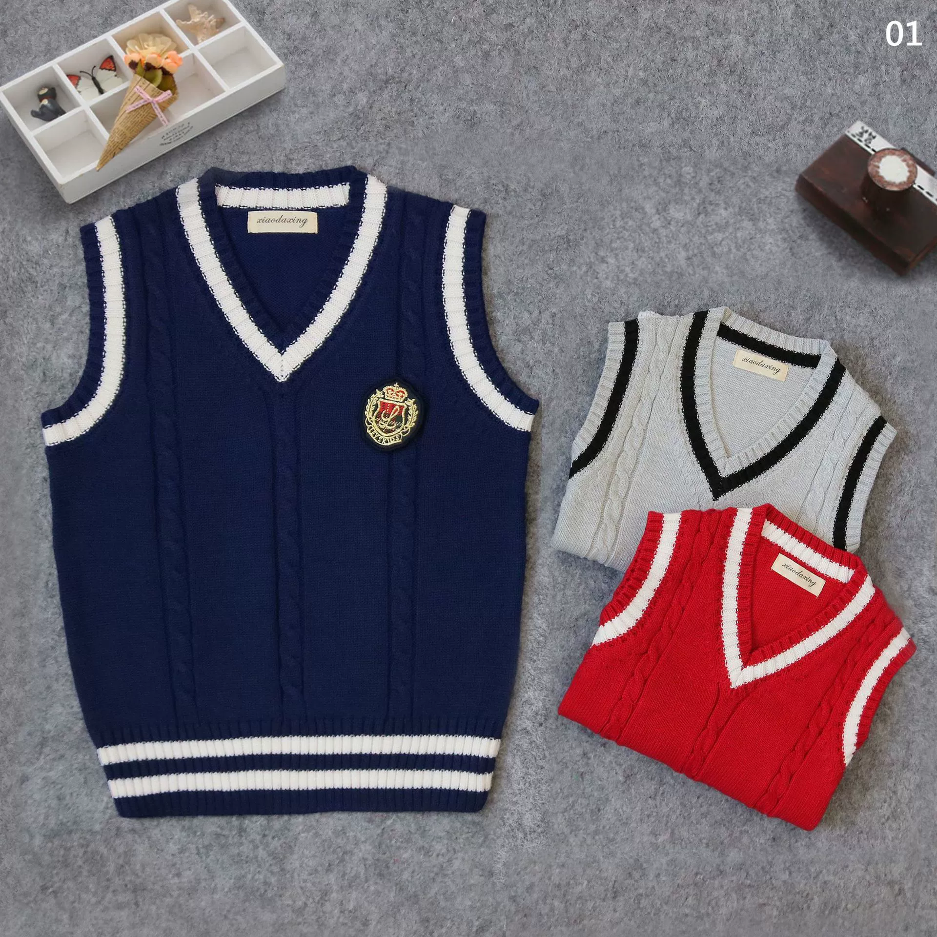 Новая весенне-осенняя школьная форма в британском стиле преппи для учащихся начальной и средней школы, свитера, детские жилеты, униформа для учителей детского сада.