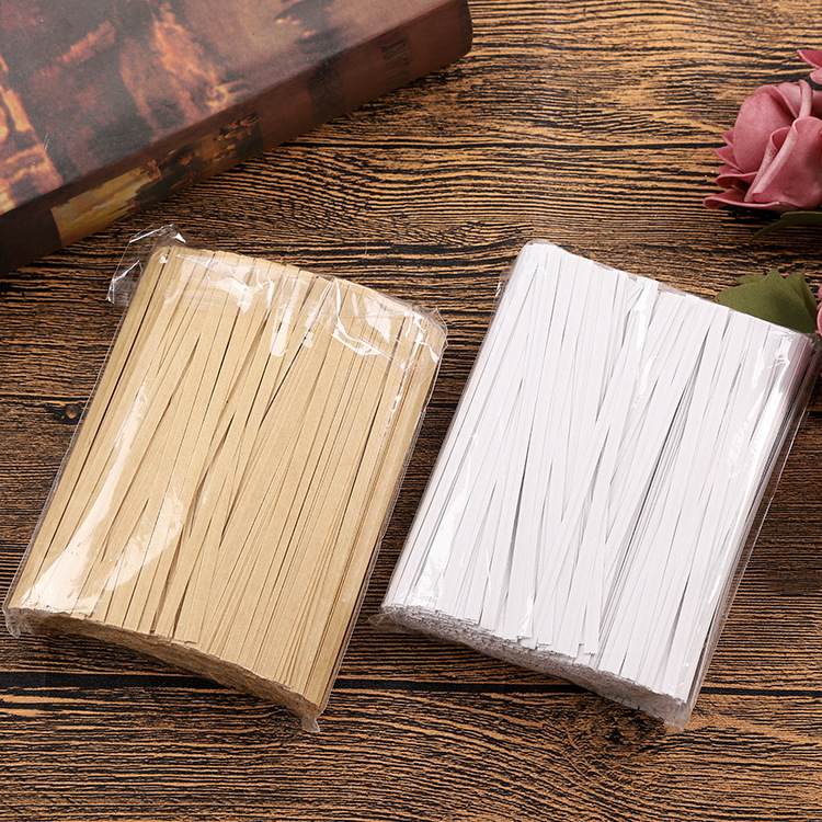 12CM白色牛皮纸扎丝数据线金属扎带面包烘焙蛋糕包装茶叶袋封口绳