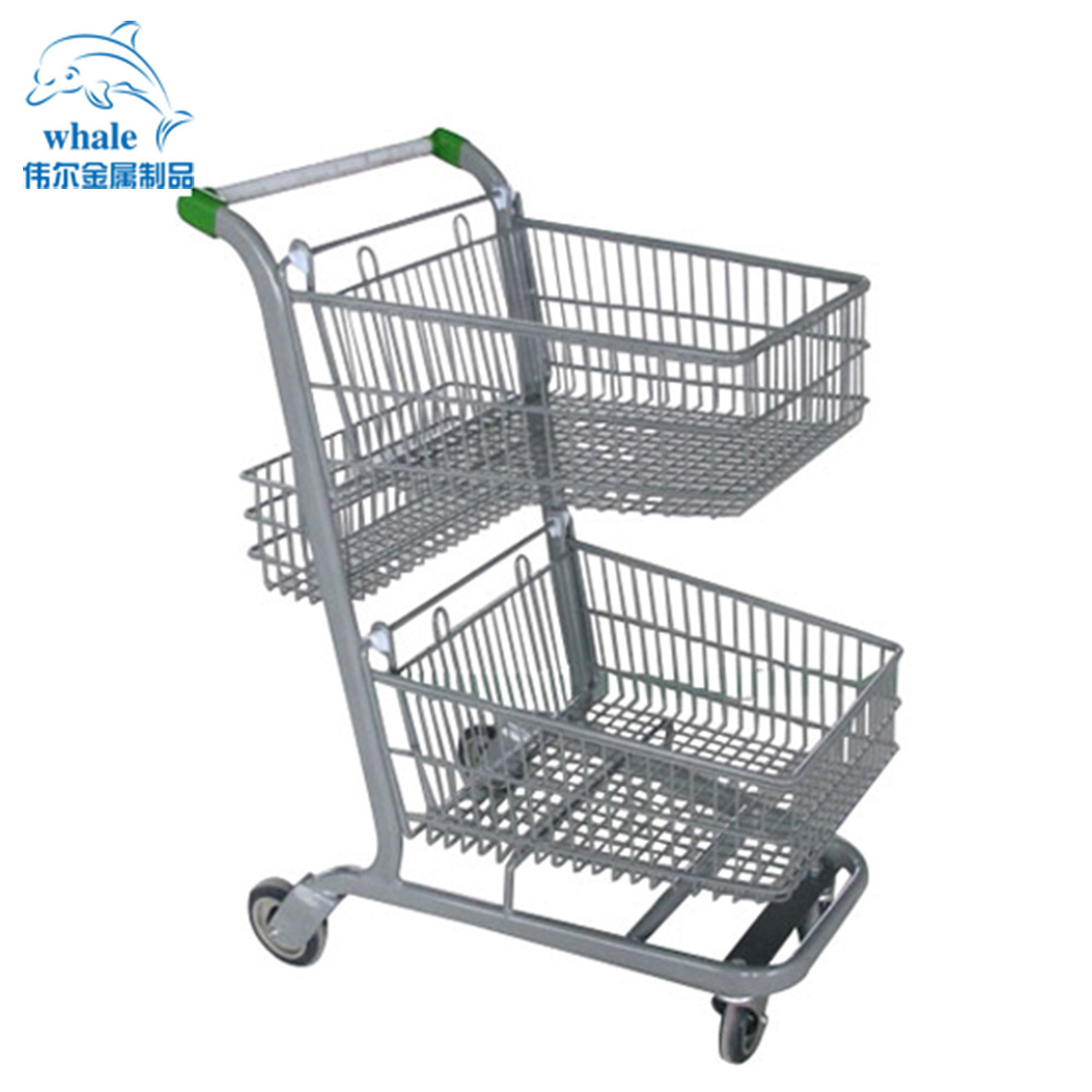 厂家直销超市双层购物车 双层提篮车 商场双层手推车 商场购物车