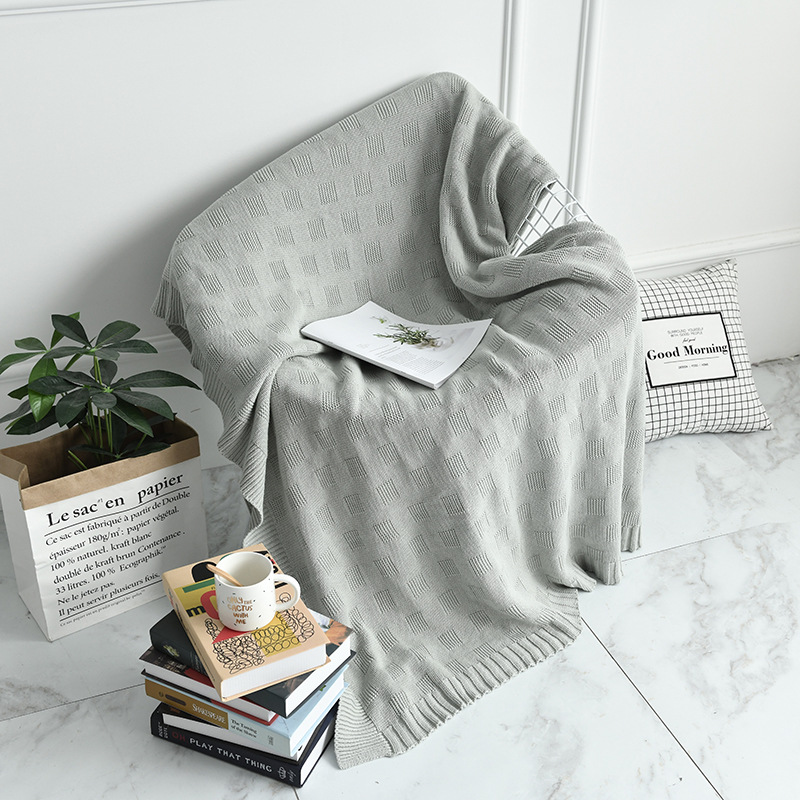 new pattern household European style Solid fashion Simplicity knitting Blanket Noon break senior Plaid blanket sofa keep warm Blanket