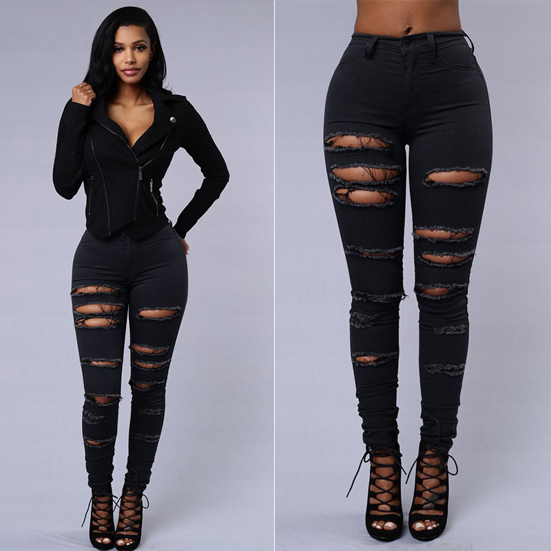 AliExpress deseo Amazon eBay nuevo europeo y americano ripped jeans de las mujeres pantalones ajustados