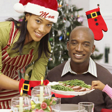 创可达跨境新款圣诞树用品绒布微波炉手套隔热垫家居装饰品