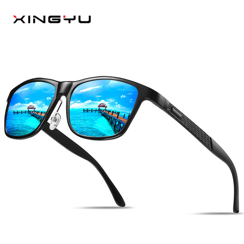 New style sunglasses, fashionable men's aluminum magnesium polarized sunglasses, full frame personalized sports sunglasses, fishing glasses XY045